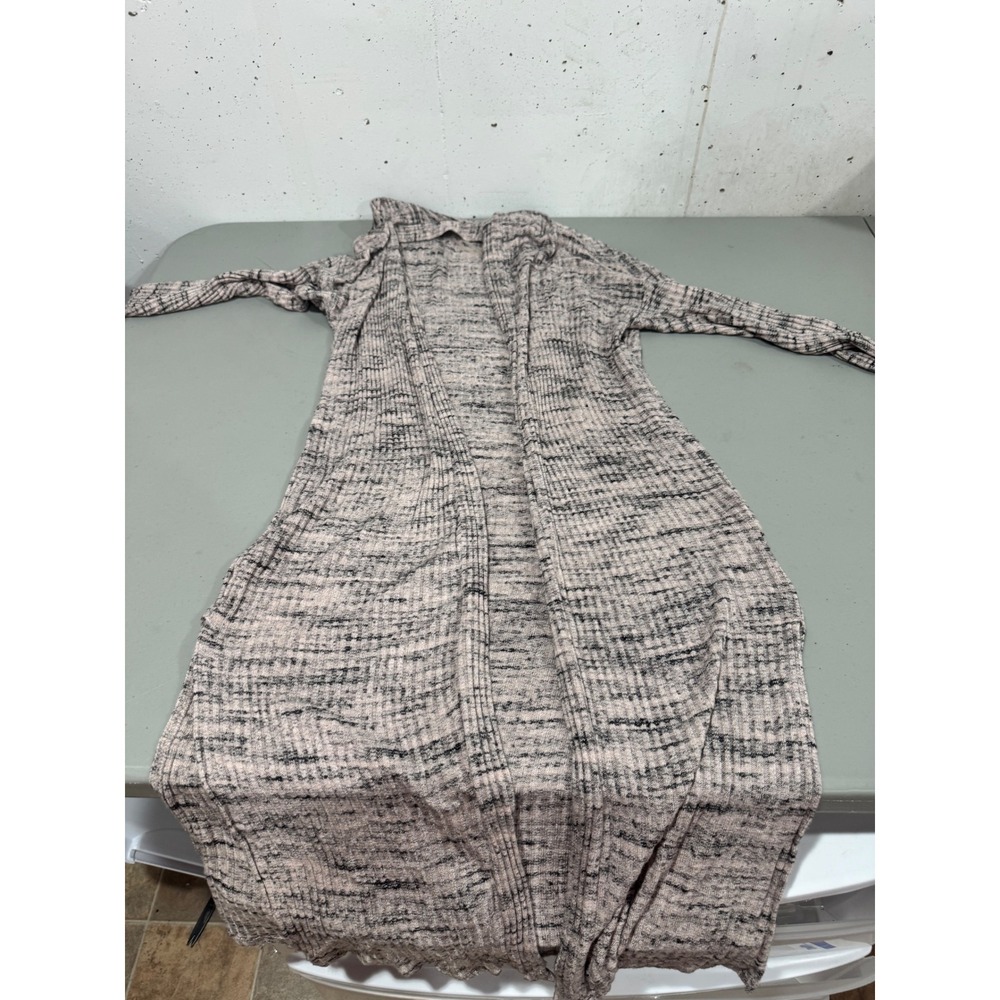 Ginger G Womens Small Mauve Space Dye Ribbed Open Front Longline Duster Cardigan